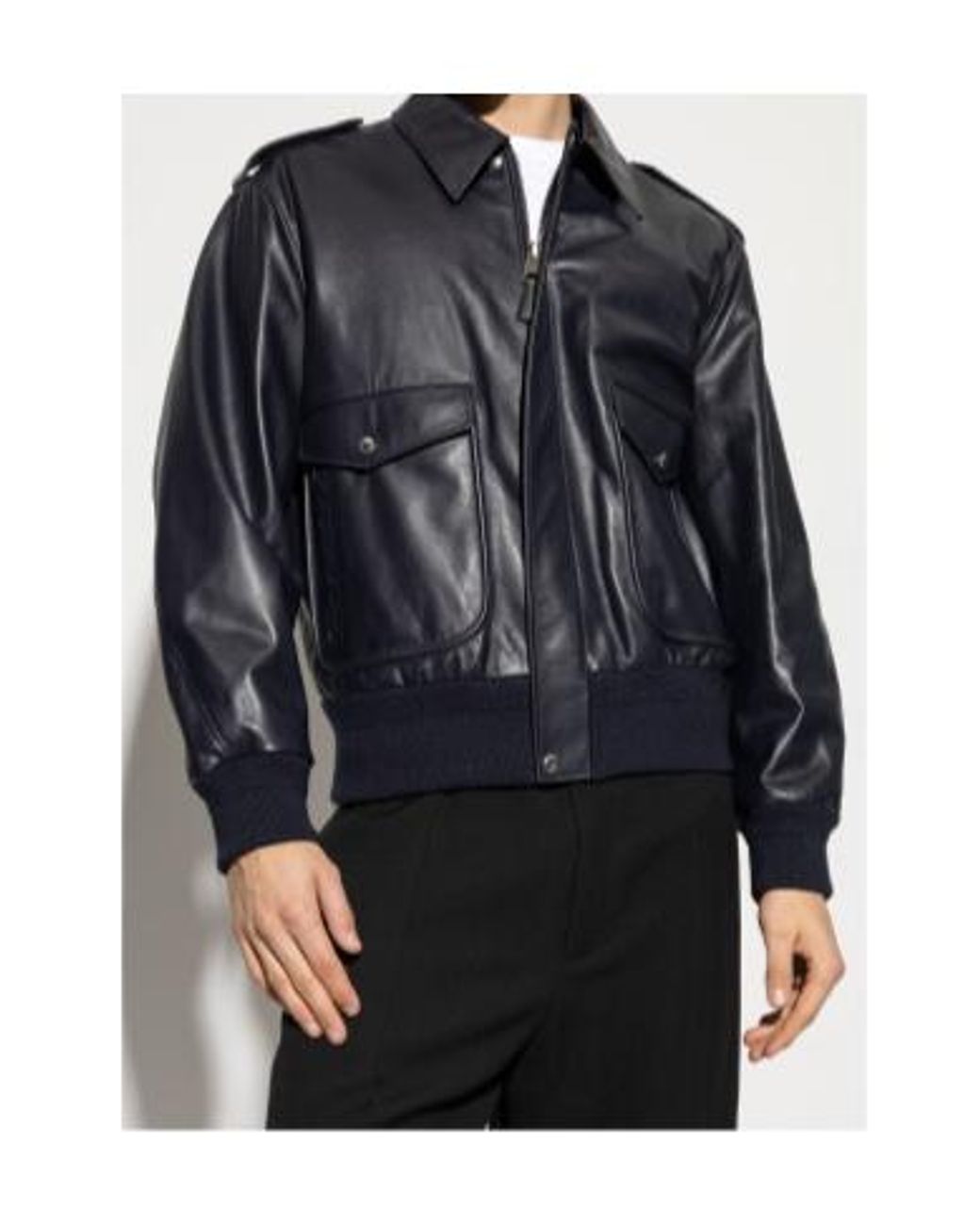 Givenchy Blue Pocket Detailed Aviator Jacket for men