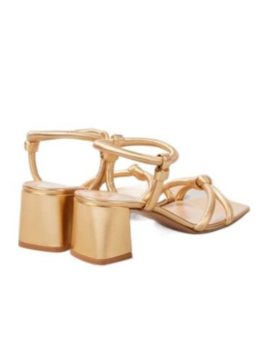 Gianvito Rossi Metallic Square Toe Block Heel Strap Sandals