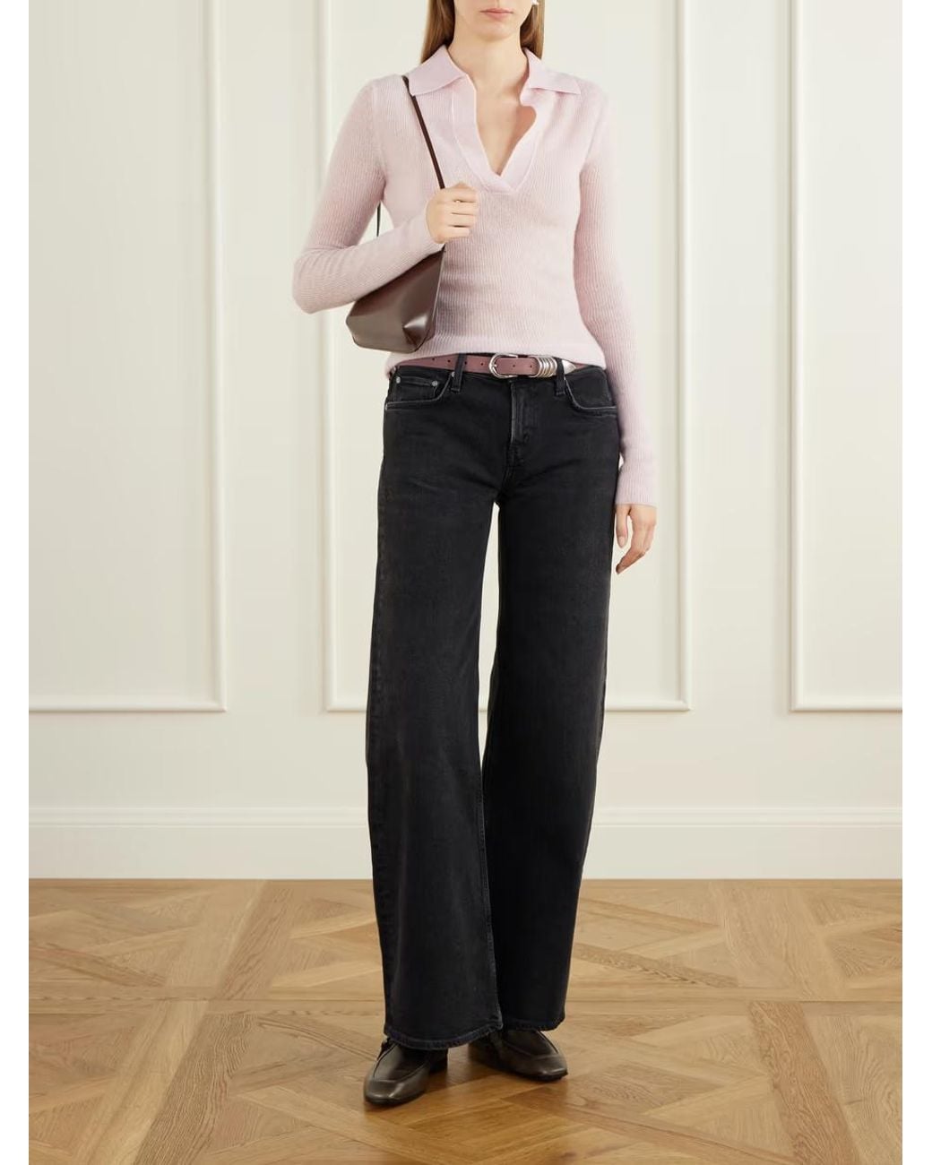 Citizens of Humanity Pink Simone Ribbed Wool And Cashmere-Blend Polo Sweater
