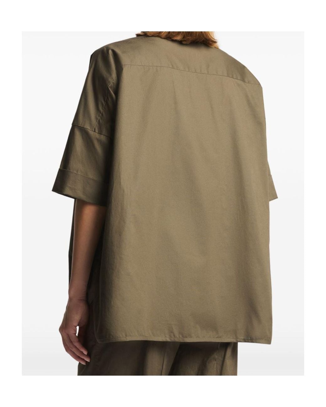 Fay Green Oversized Half-Sleeve Shirt Top