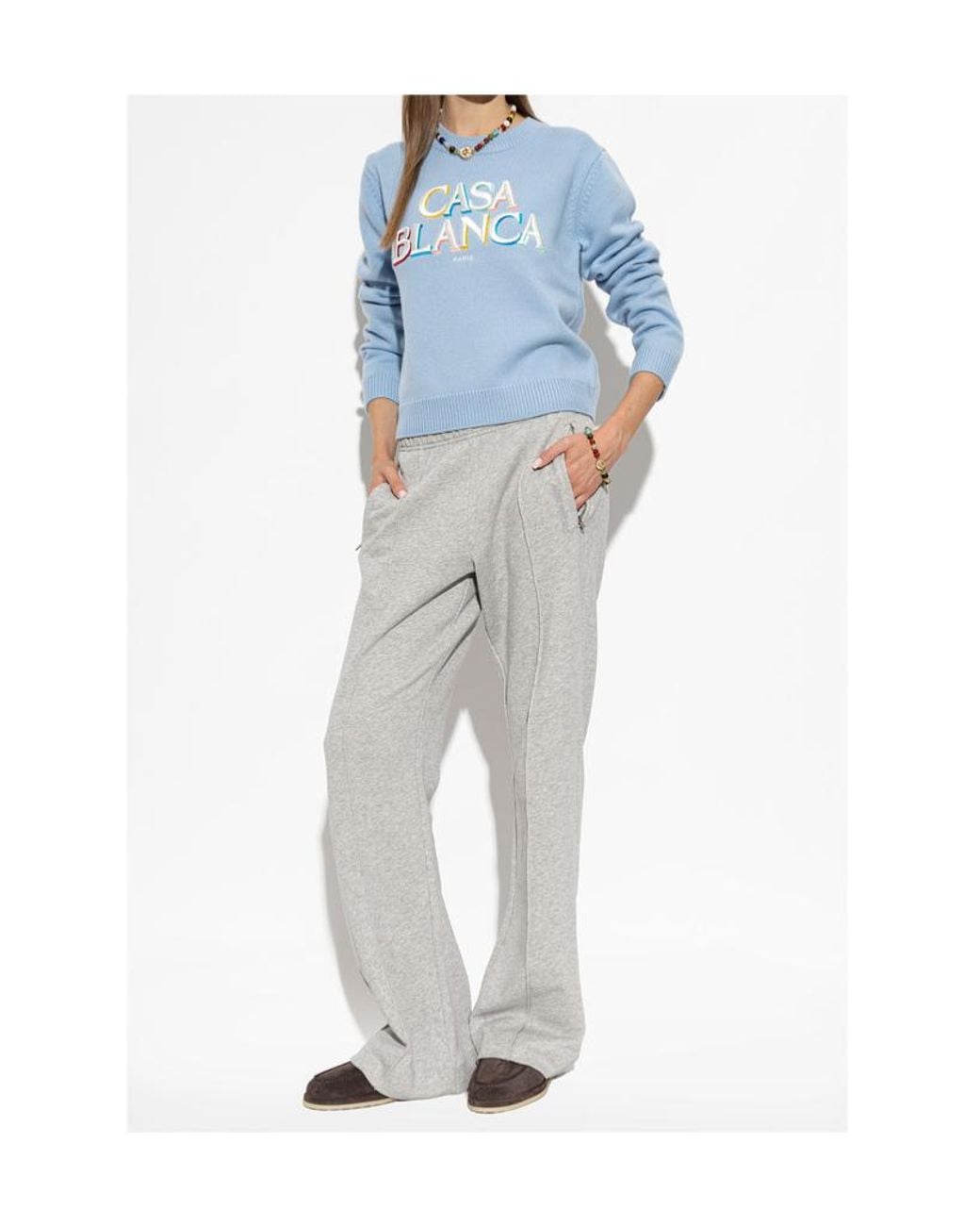 Casablanca Blue Logo Embroidered Jumper