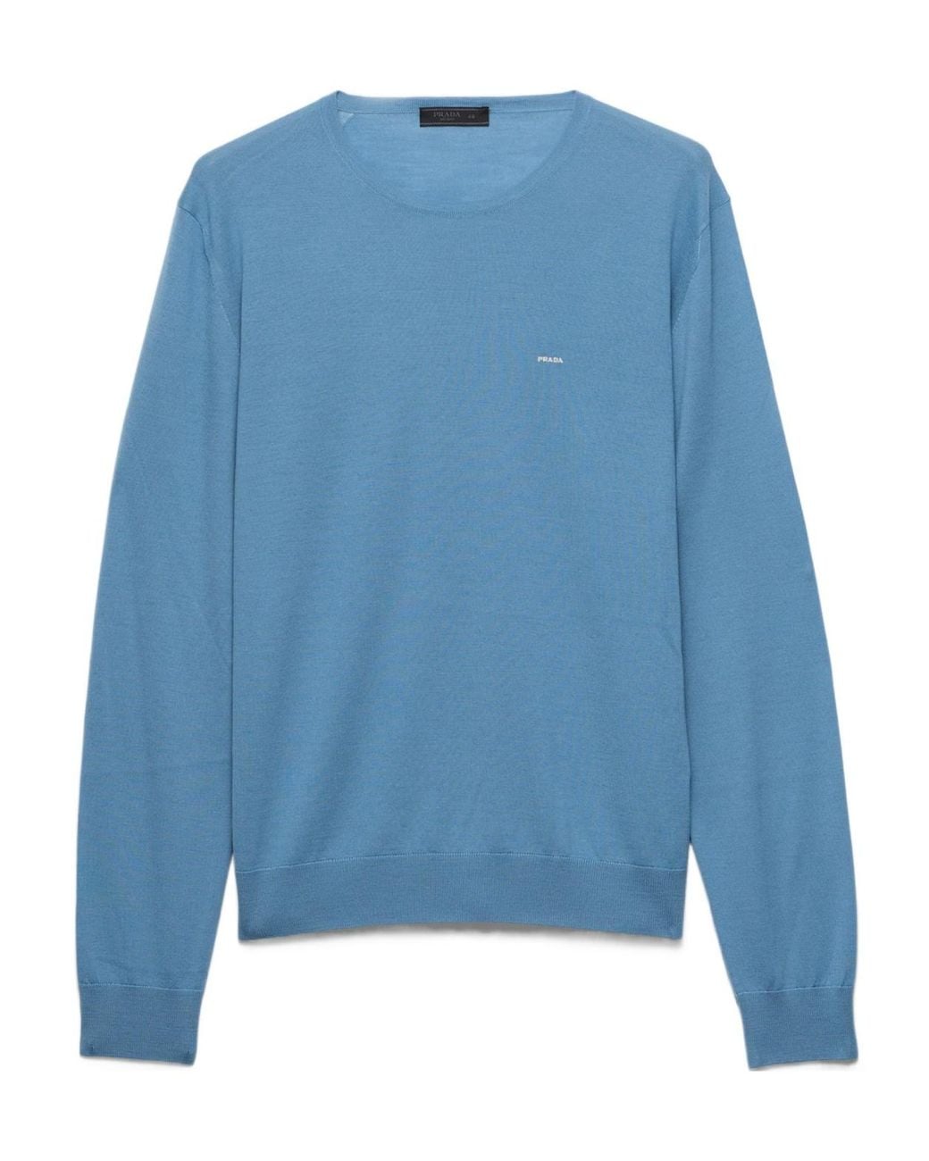 Prada Blue Logo Crew-Neck Knitted Sweater for men