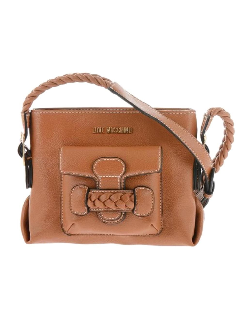 Moschino Brown Zippered Shoulder Bag