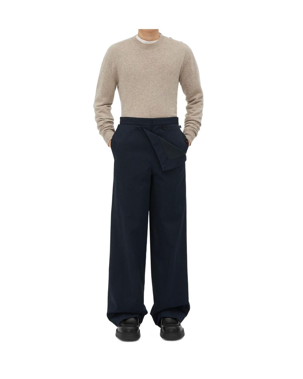 Bottega Veneta Black Cotton Twill Trousers for men