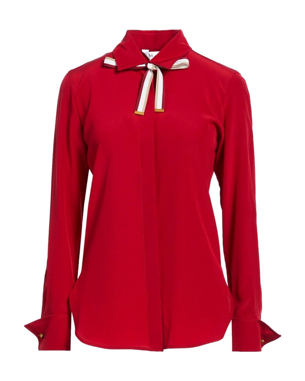 Max Mara Red Solid Color Long-Sleeve Shirt