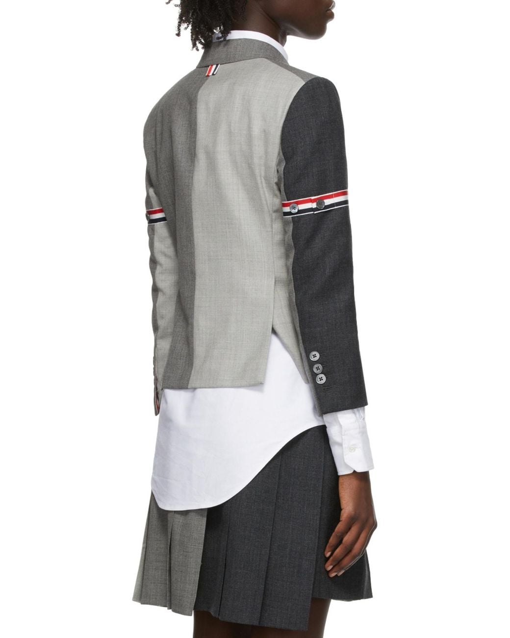 Thom Browne Gray Fun-Mix Panelled Blazer
