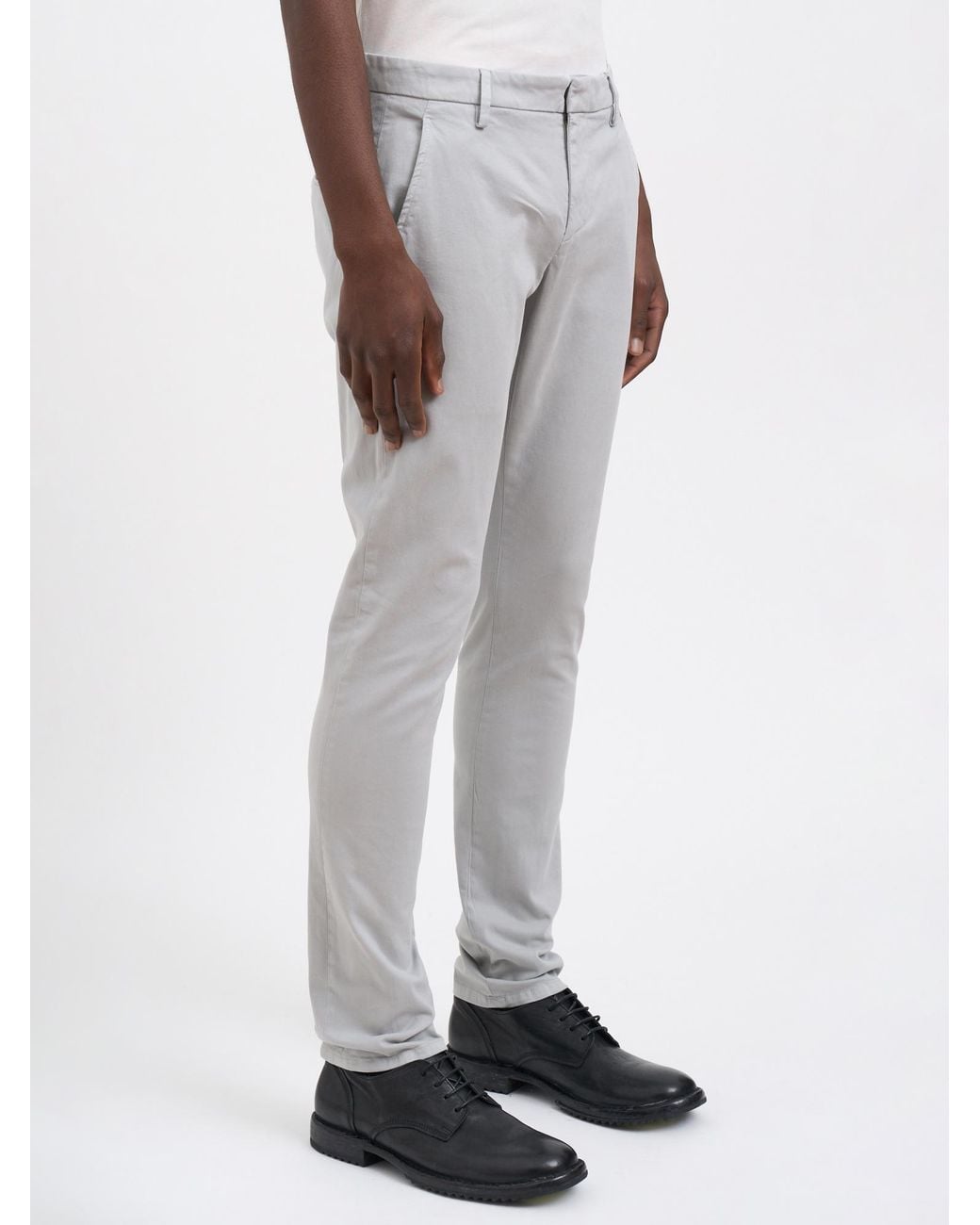 Dondup Gray Tapered-Fit Casual Trousers With Zip Details for men