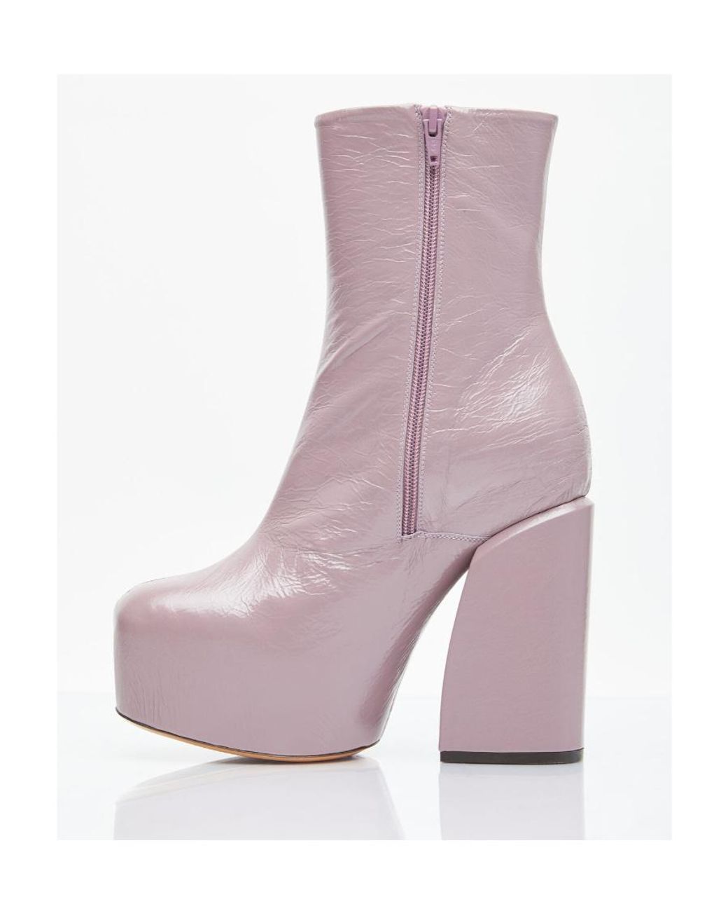 Dries Van Noten Purple Thick Sole Zipper Short Boots