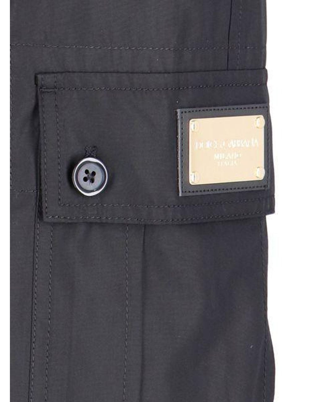 Dolce & Gabbana Black Logo Plaque Cargo Pants for men