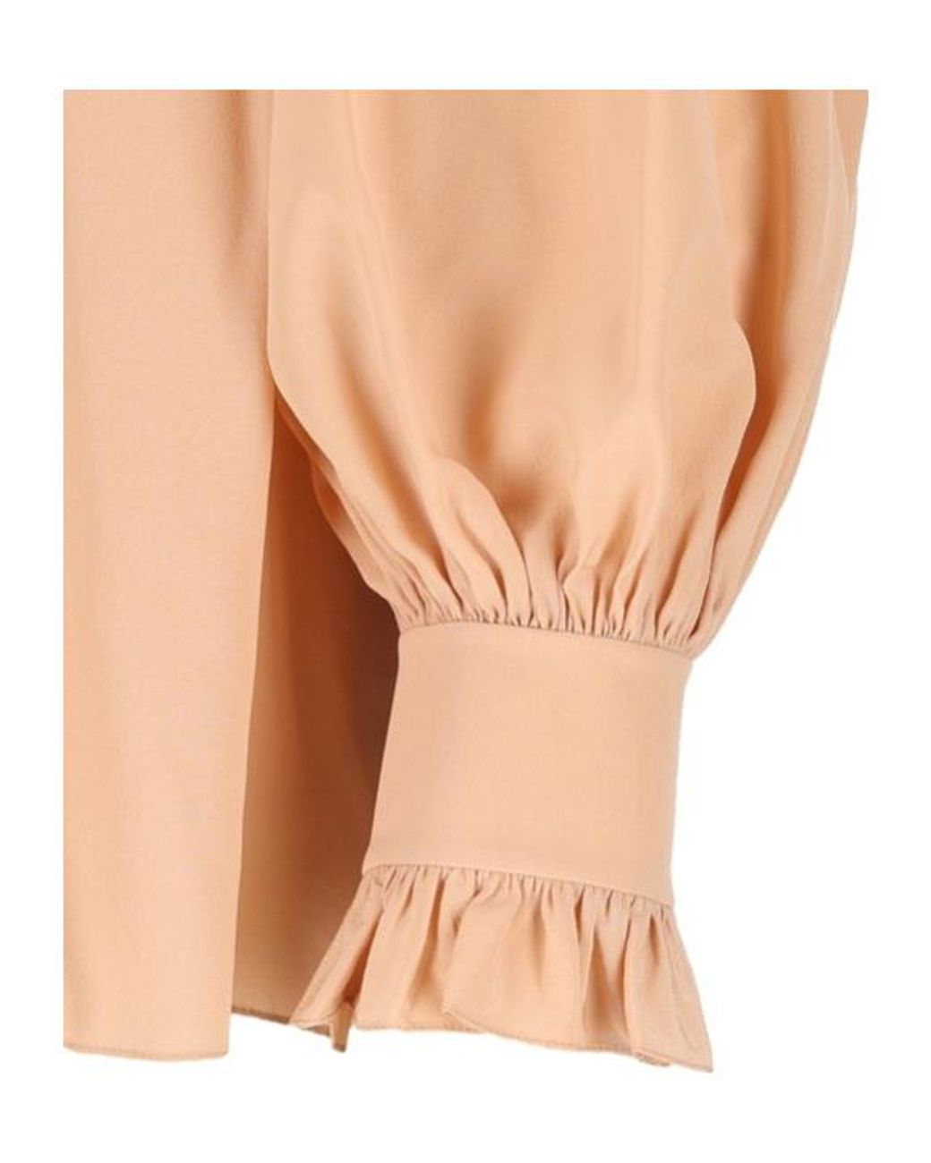 Chloé Natural Oversized Crêpe De Chine Ruffle Top