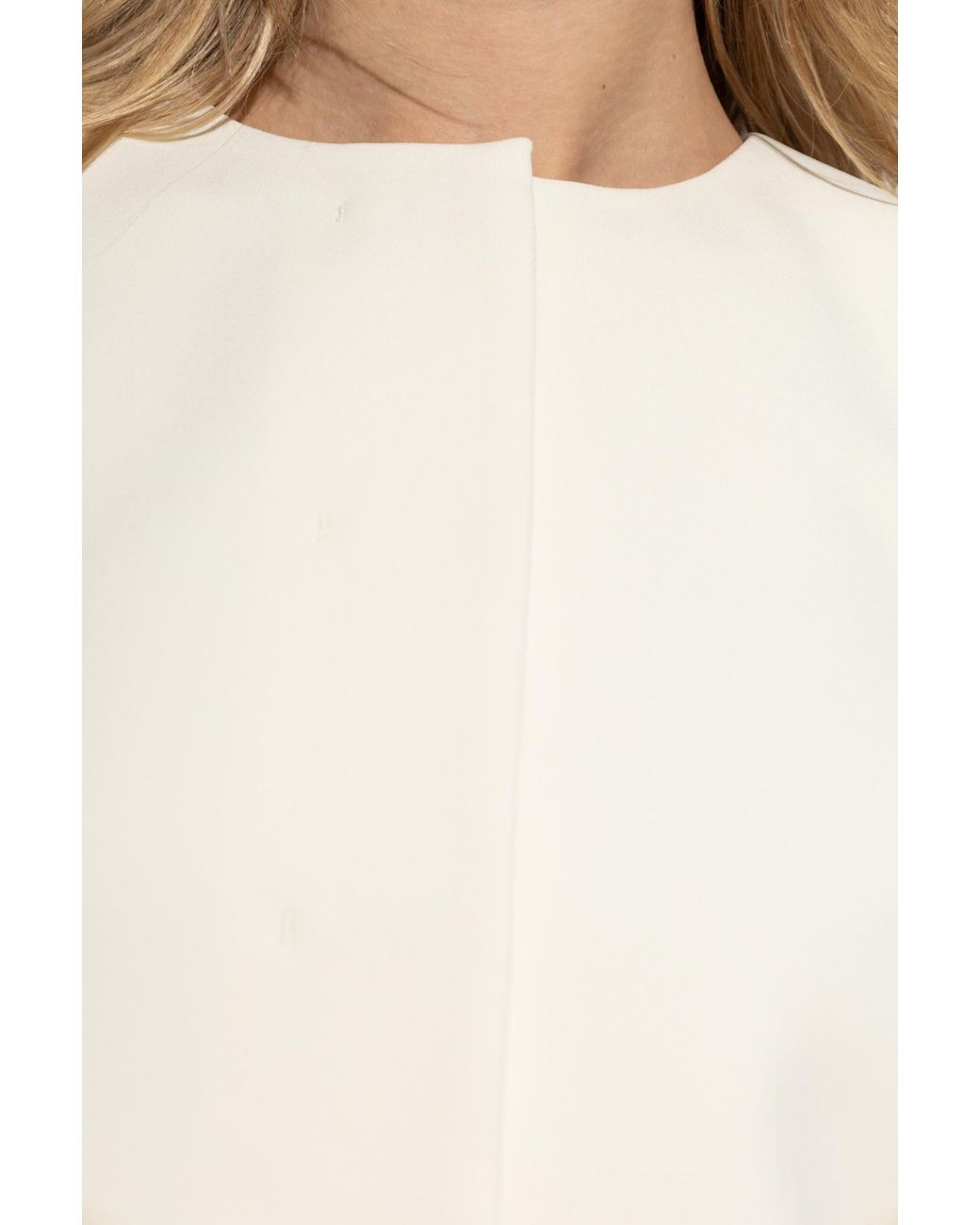 Theory White Crewneck Straight Hem Cropped Blazer