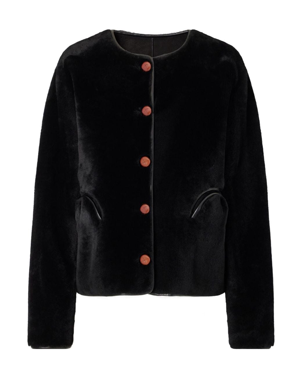 Blazé Milano Black Leather-Trimmed Shearling Jacket