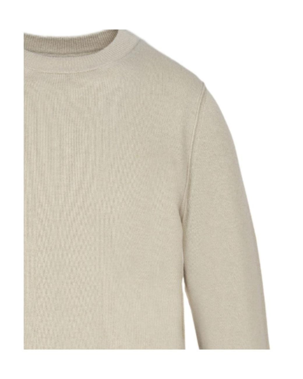 Maison Margiela Natural Four-Stitch Detailed Crewneck Sweater