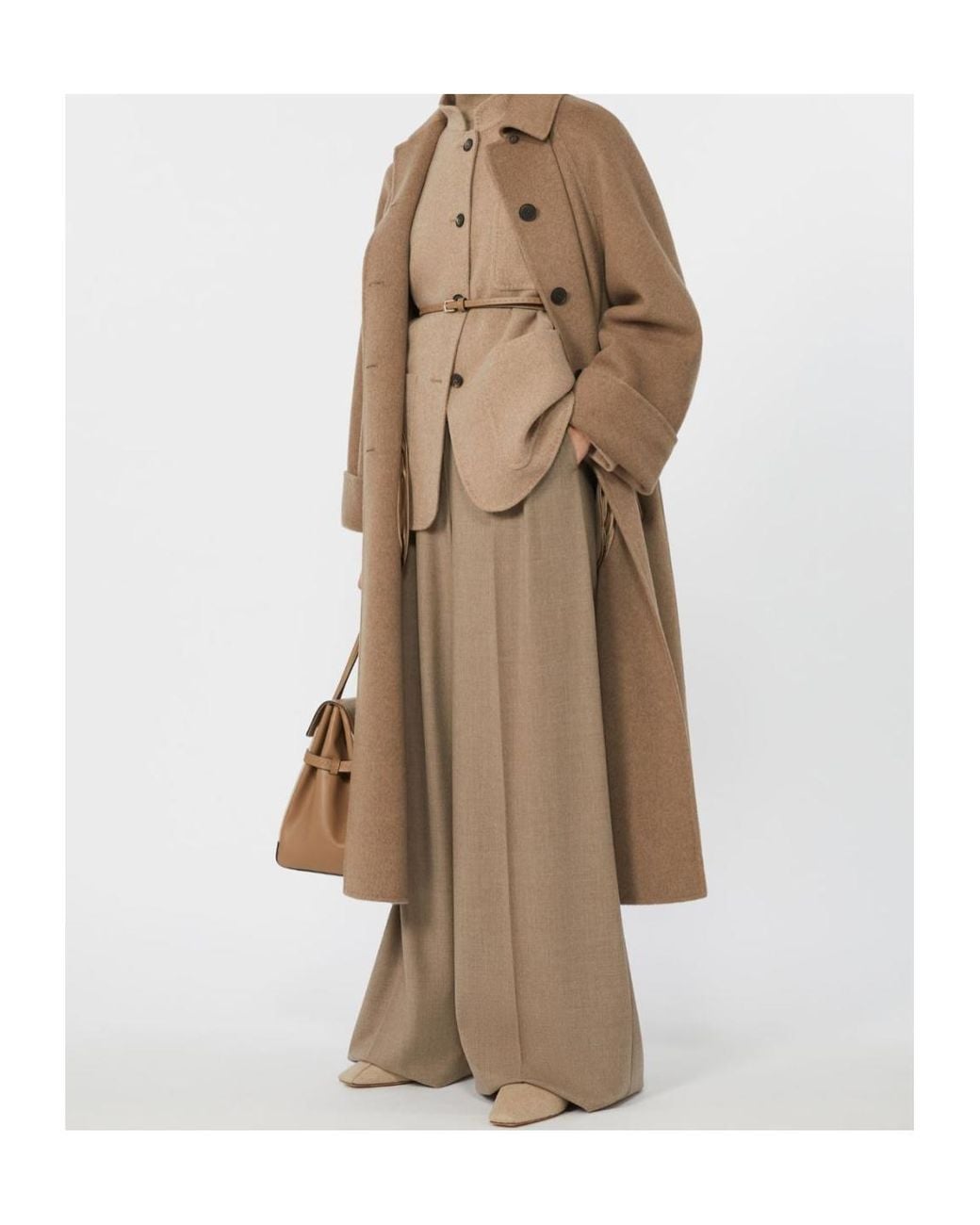 Max Mara Natural Zulia Pleated Wide-Leg Trousers