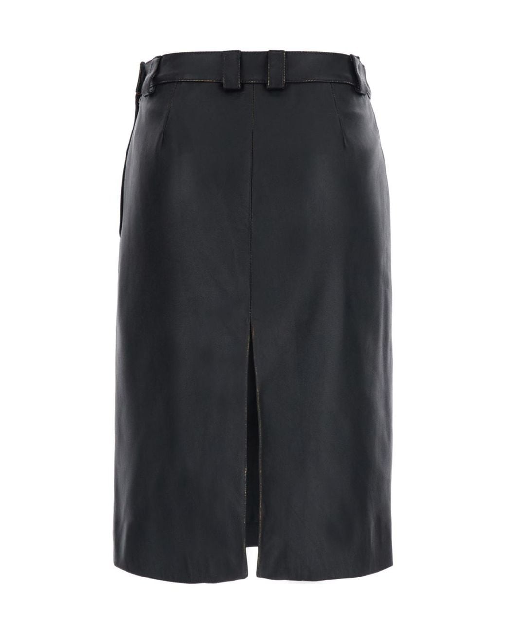 Grifoni Black Belted Leather Pencil Skirt