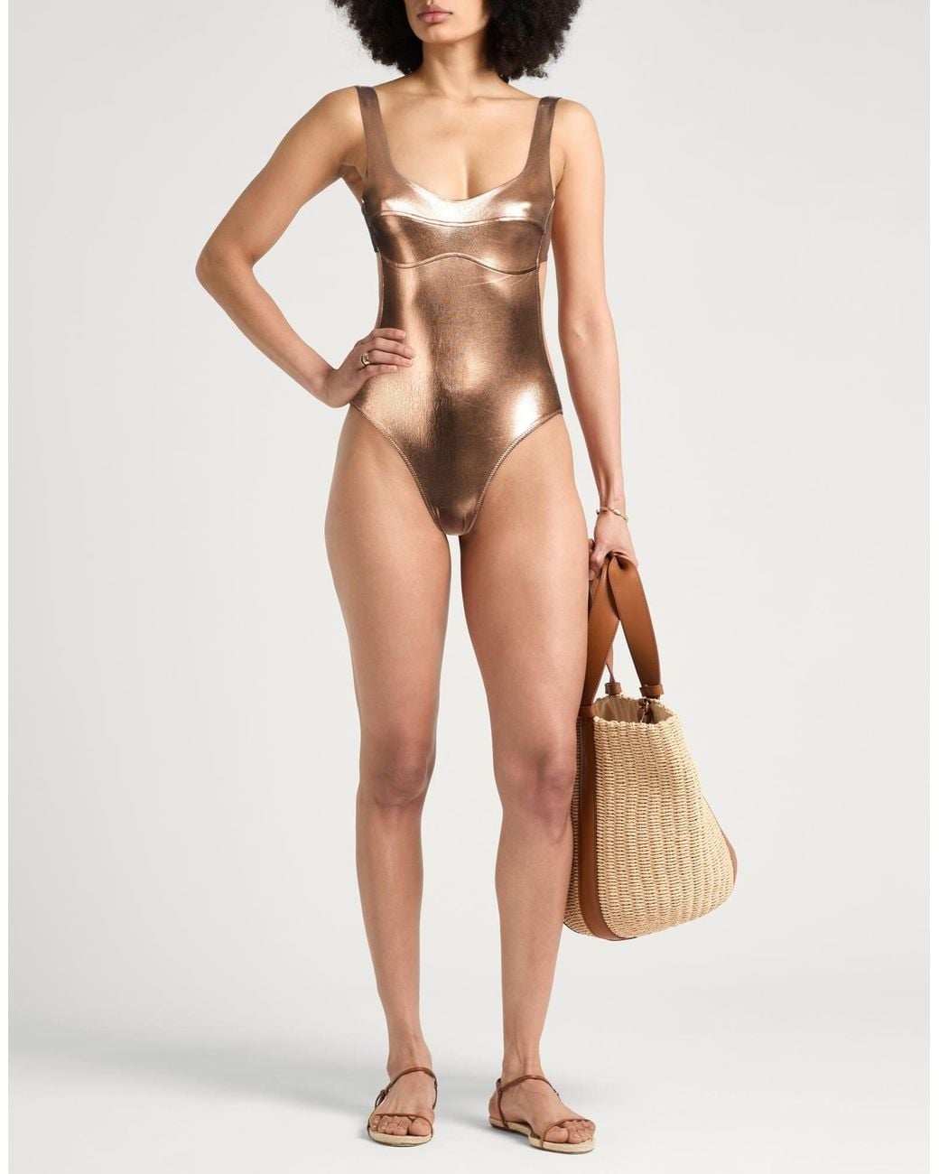 MAX&Co. Brown Solid-Color Swimwear