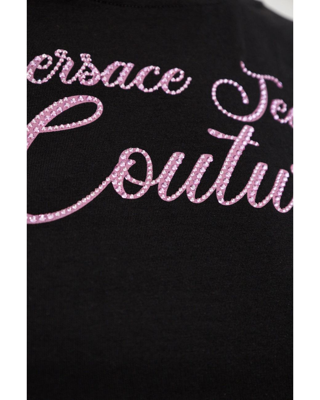 Versace Jeans Black Couture Rhinestone Embellished Crewneck T-Shirt