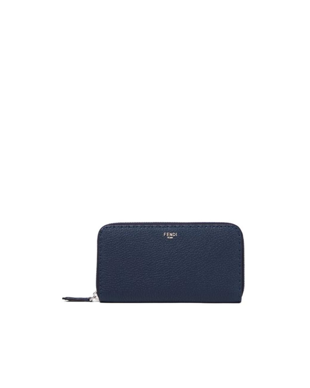 Fendi Blue Selleria Zip-Around Wallet for men