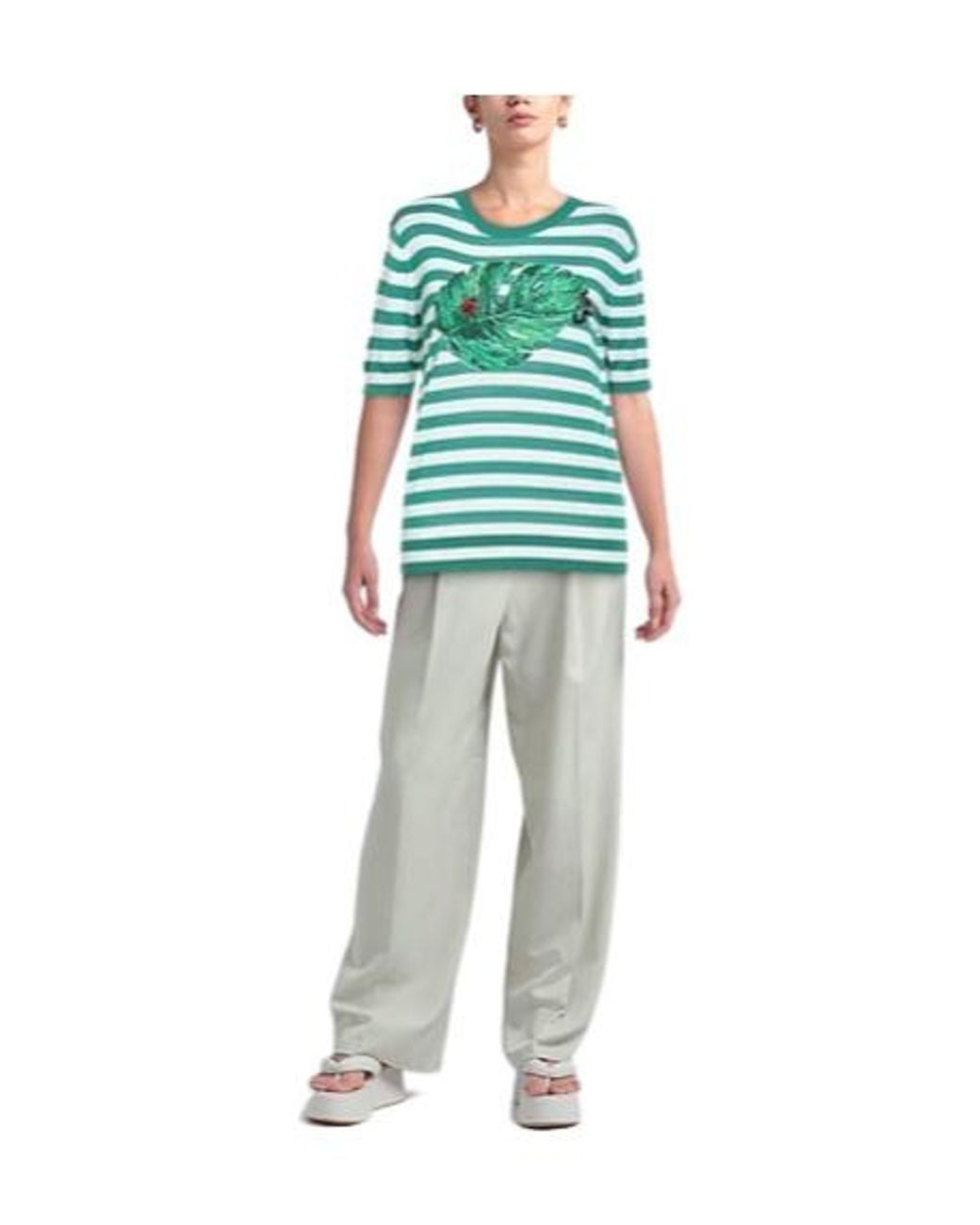 Dolce & Gabbana Green Knitted Short-Sleeved Top