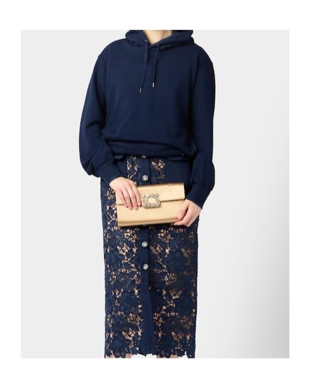 Roger Vivier Natural Efflorescence Embellished Satin Clutch Bag