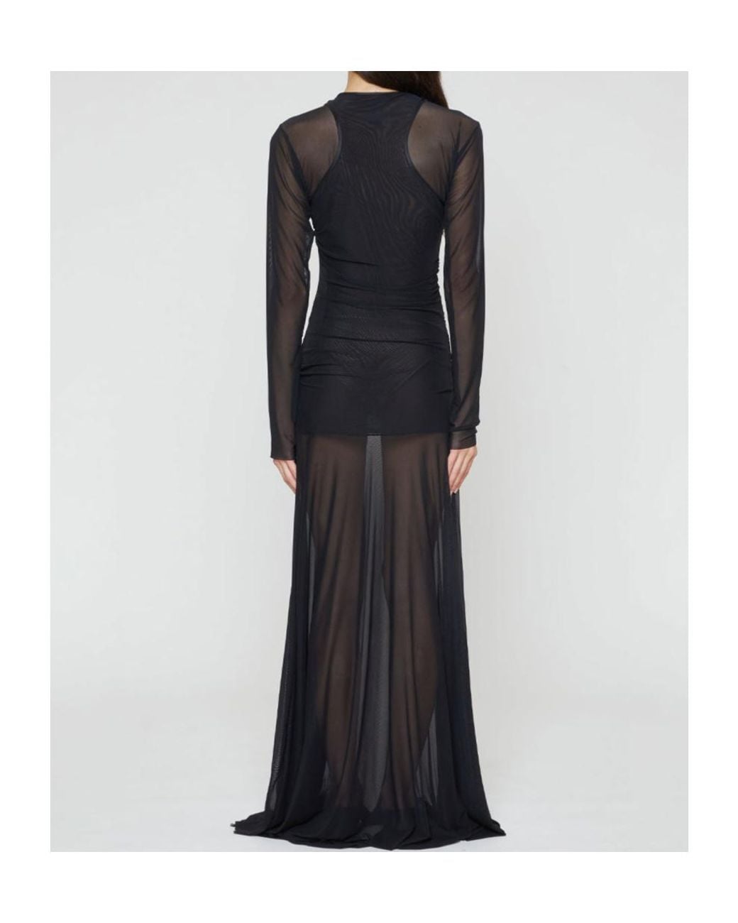 FEDERICO CINA Black Sheer Layered Long Dress