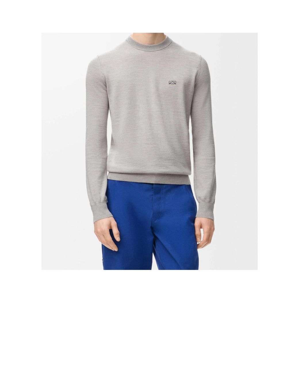 Loewe Gray Long-Sleeved Knitted Sweater for men