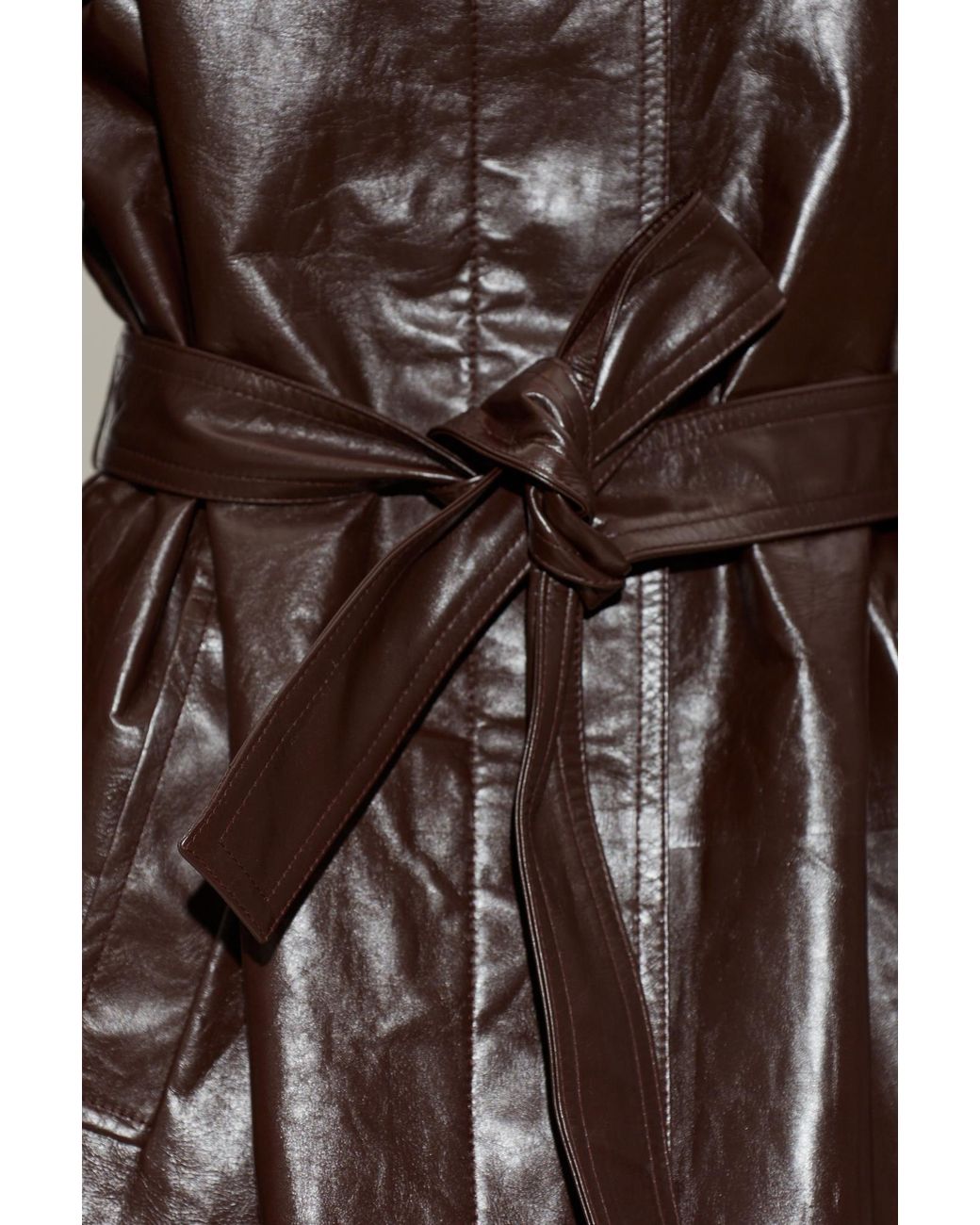 Alaïa Brown Alaïa Belted Leather Coat