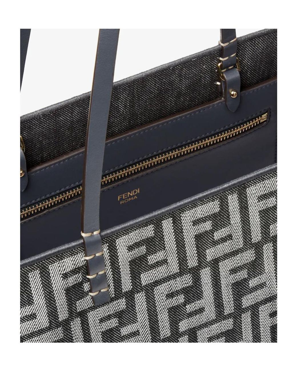 Fendi Black Roll Large Ff Jacqurd Reversible Tote Bag