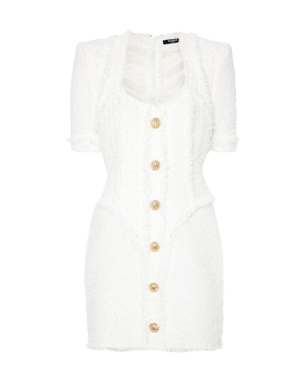 Balmain White Tweed Dress