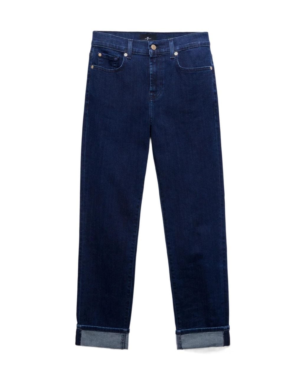 7 For All Mankind Blue Dark Wash Straightleg Rollcuff Jeans