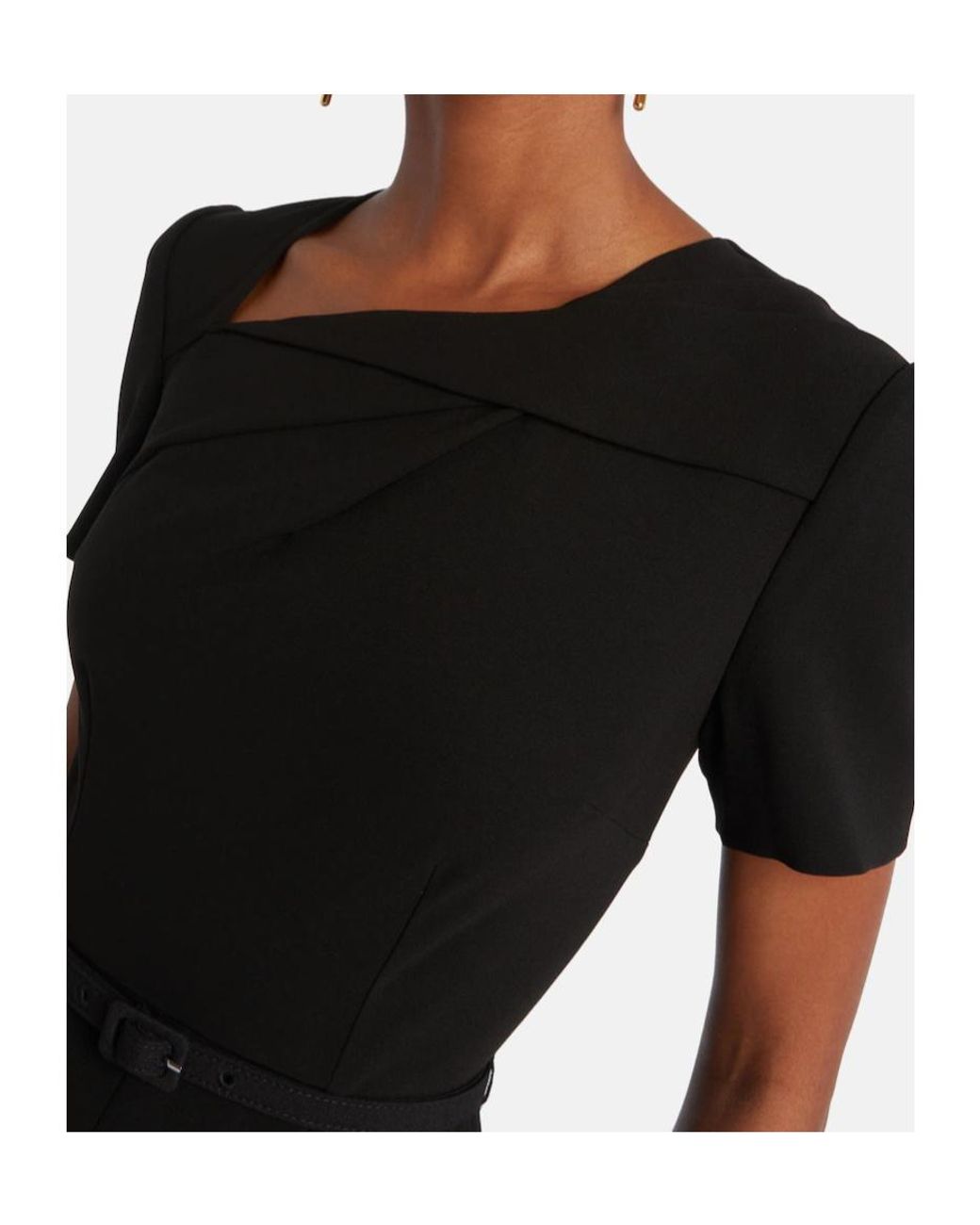 Roland Mouret Black Belted Crêpe Midi Dress