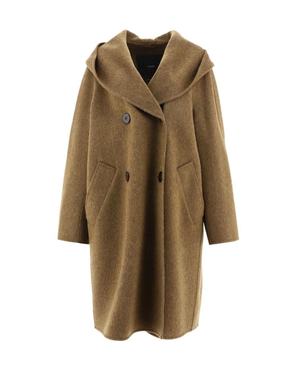 Max Mara Natural Double-Breasted Long-Sleeved Coat
