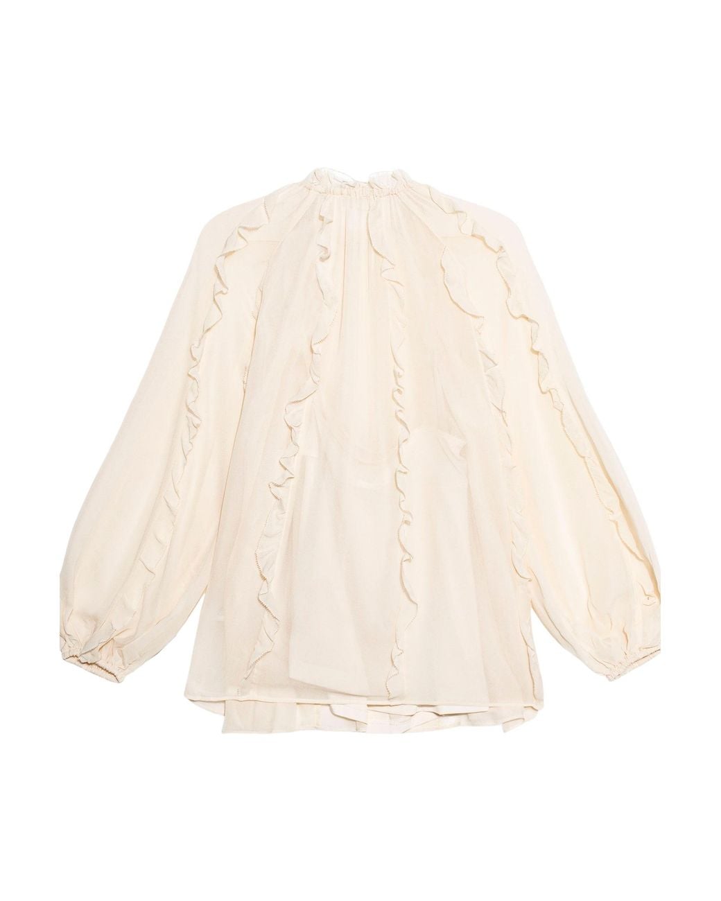 Zimmermann Natural Frill Billow Long-Sleeved Top