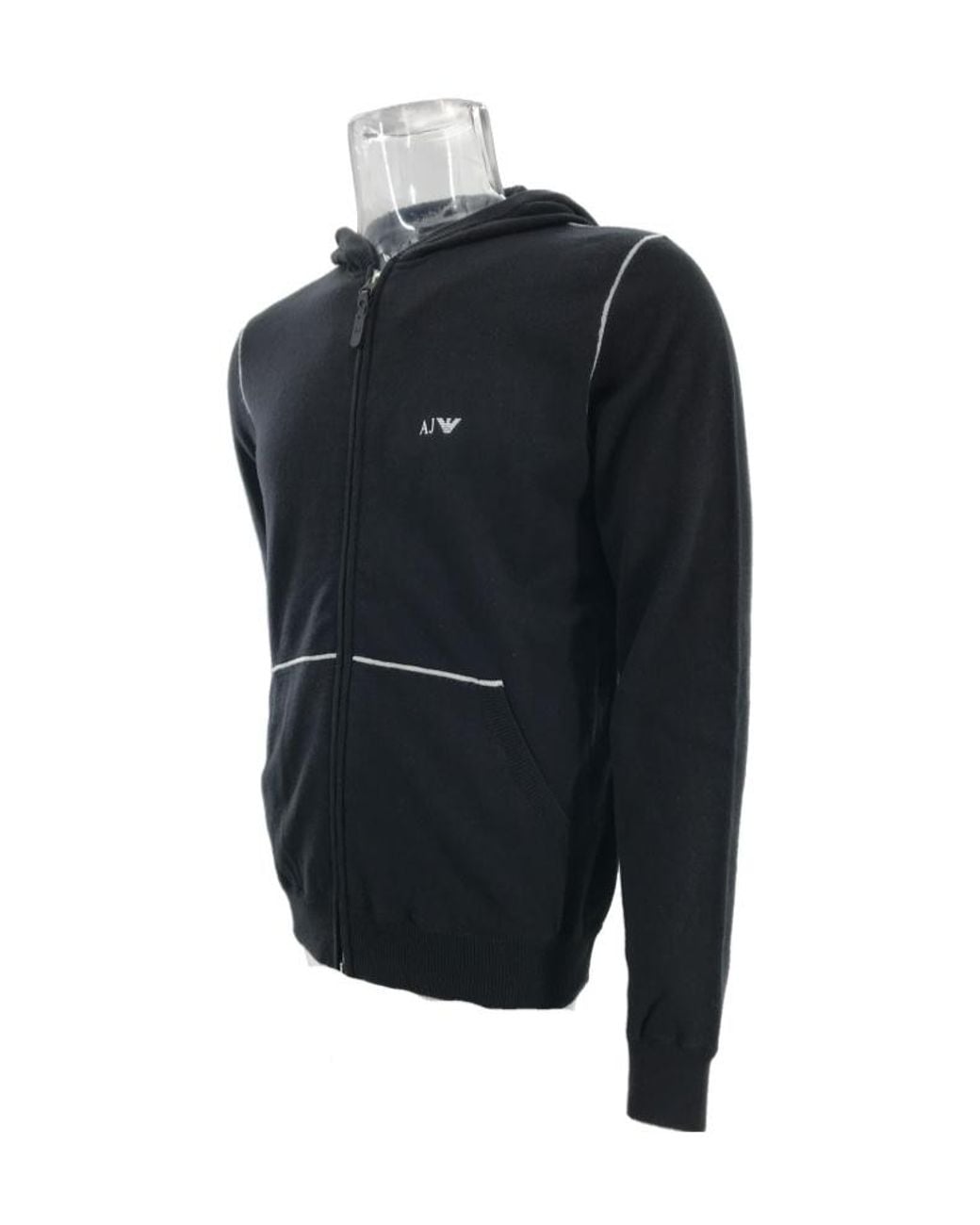Armani Jeans Blue Hooded Long-Sleeved Knitted Jacket for men