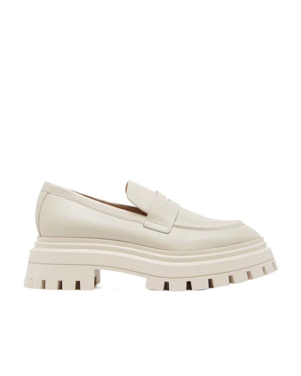 Stuart Weitzman Natural Almond-Toe Leather Loafers
