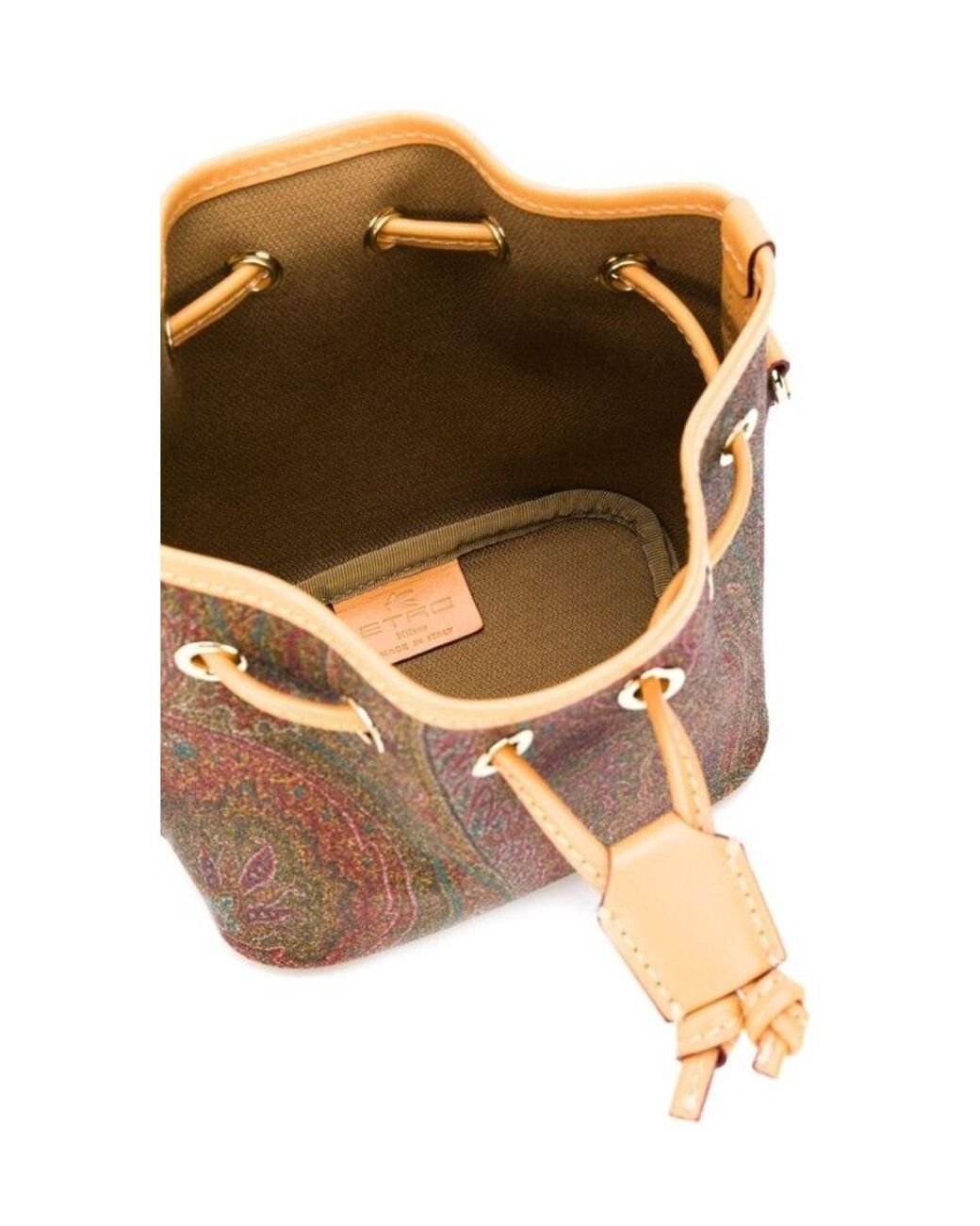 Etro Brown Paisley Print Bucket Bag