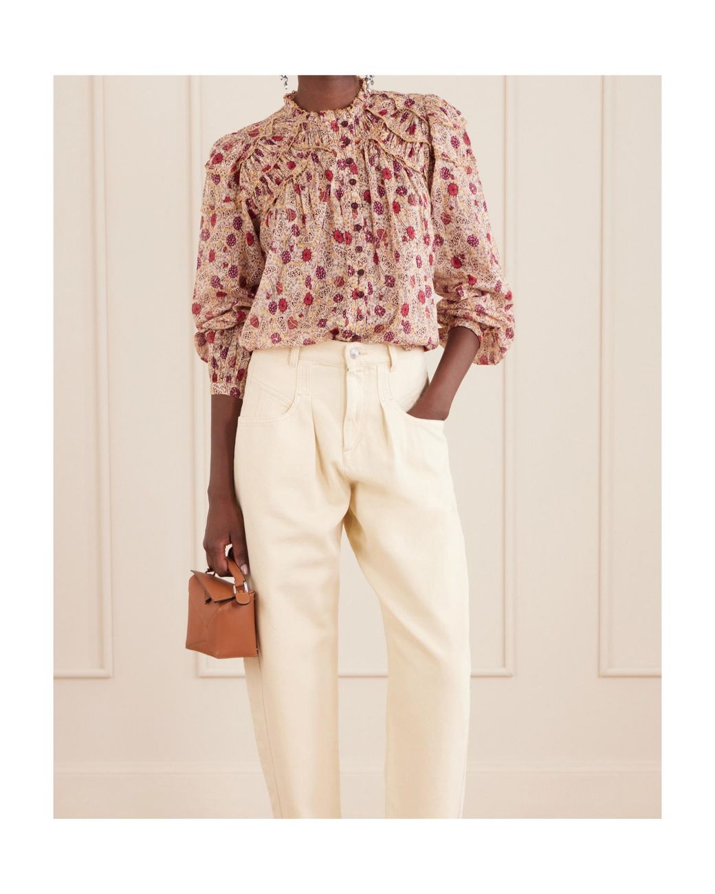 Isabel Marant Pink Ruffled Printed Cotton Blouse