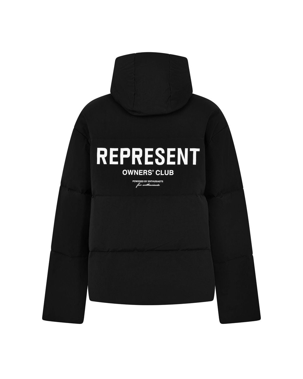 Represent Black Oversized Water-Resistant Cropped Down Jacket for men