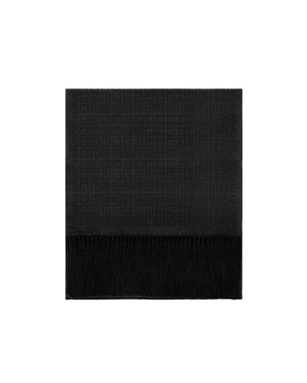 Givenchy Black 4G Fringed Silk-Wool Scarf for men