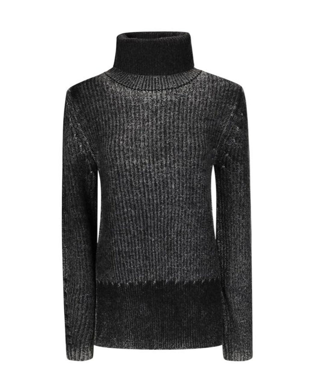 Acne Black Wool Blend Turtleneck