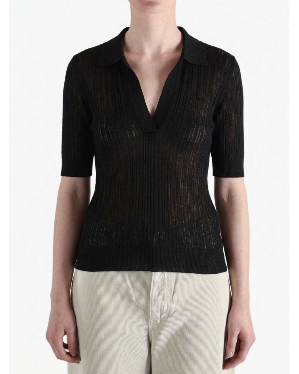 Uma Wang Black Collared Polo Shirt