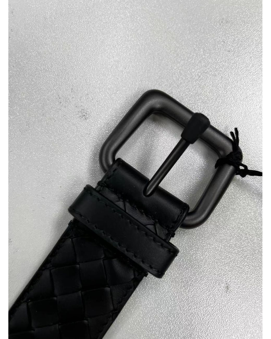 Bottega Veneta Gray Intrecciato Buckle Belt for men