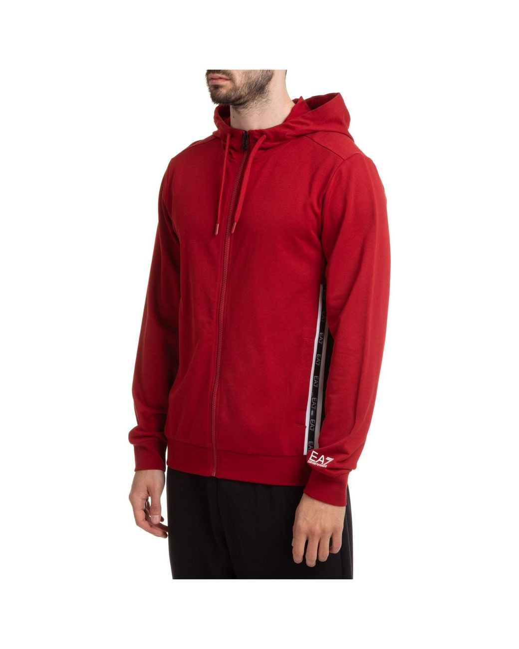 EA7 Red Logo Hooded Casual Jacket for men
