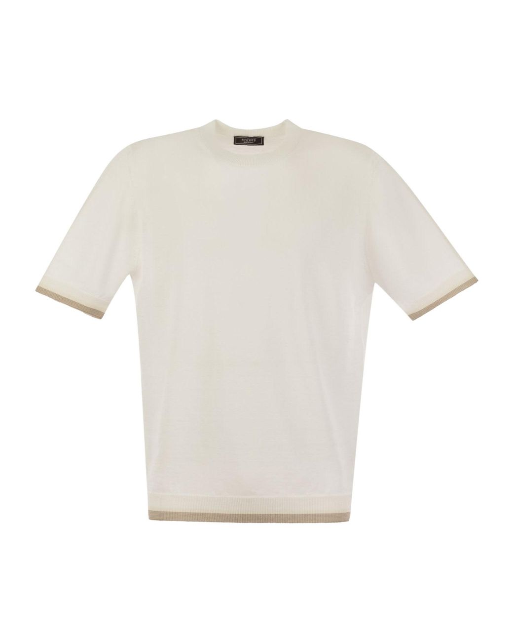 Peserico White Ribbed Hem T-Shirt for men