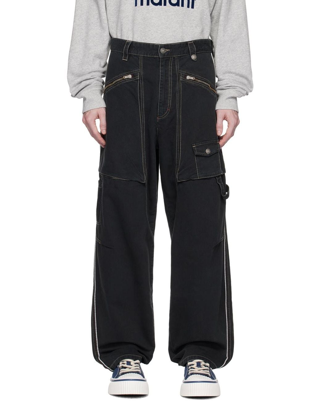 Isabel Marant Black Paciane Straight-Leg Parker Pants for men