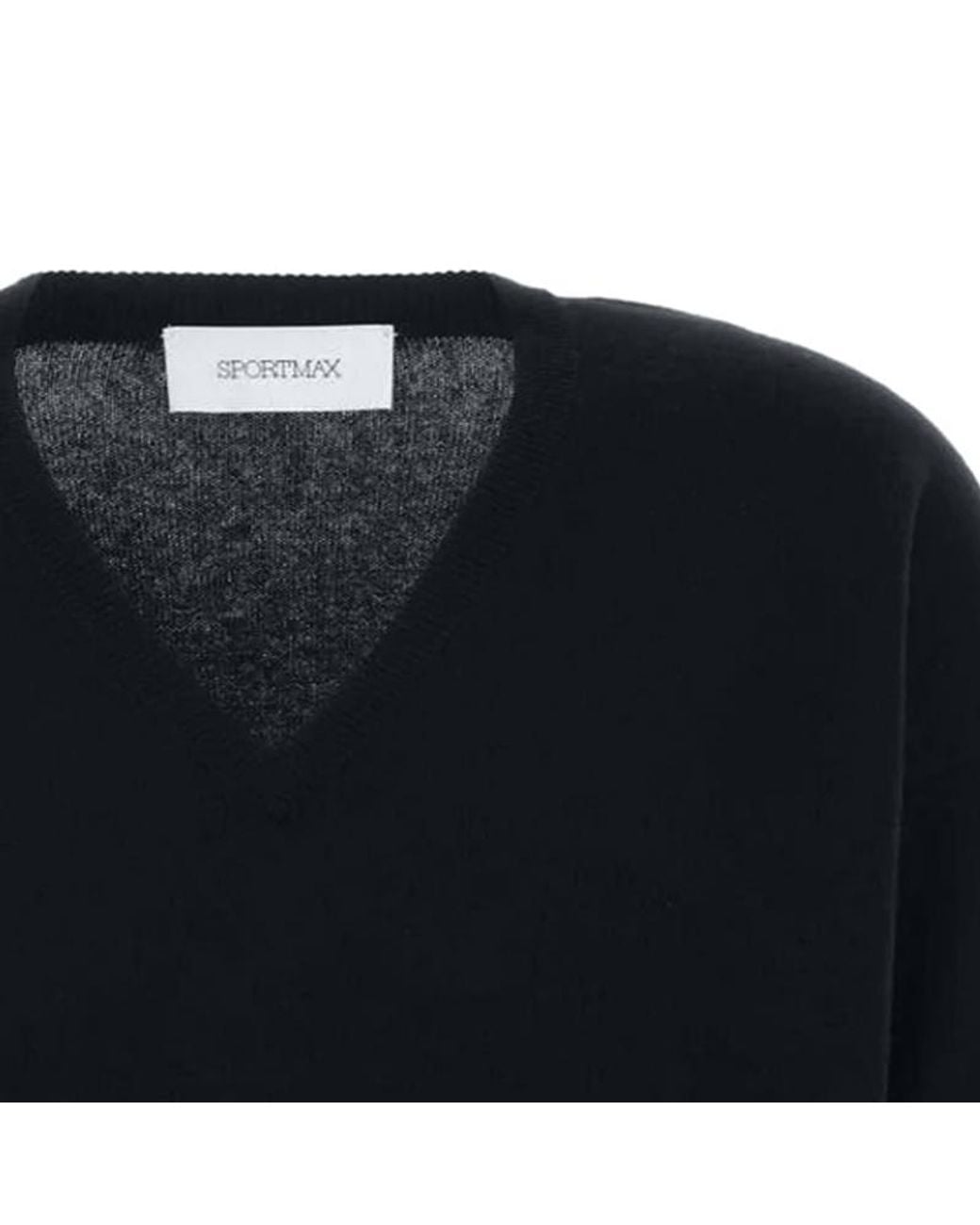 Sportmax Black Polis V-Neck Long-Sleeved Jumper