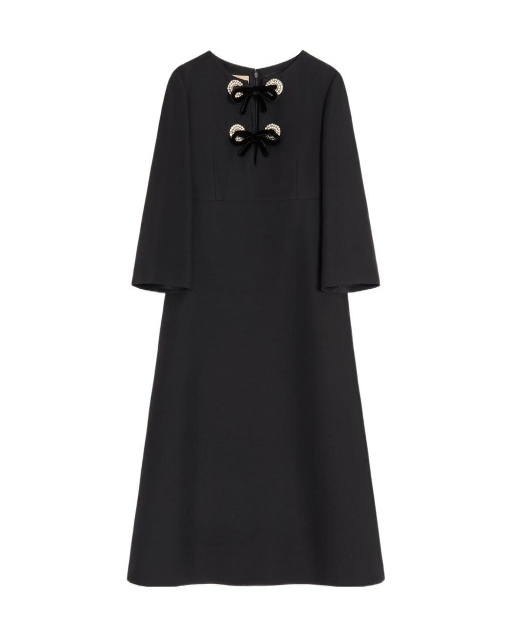 Valentino Black Crepe Couture Midi Dress