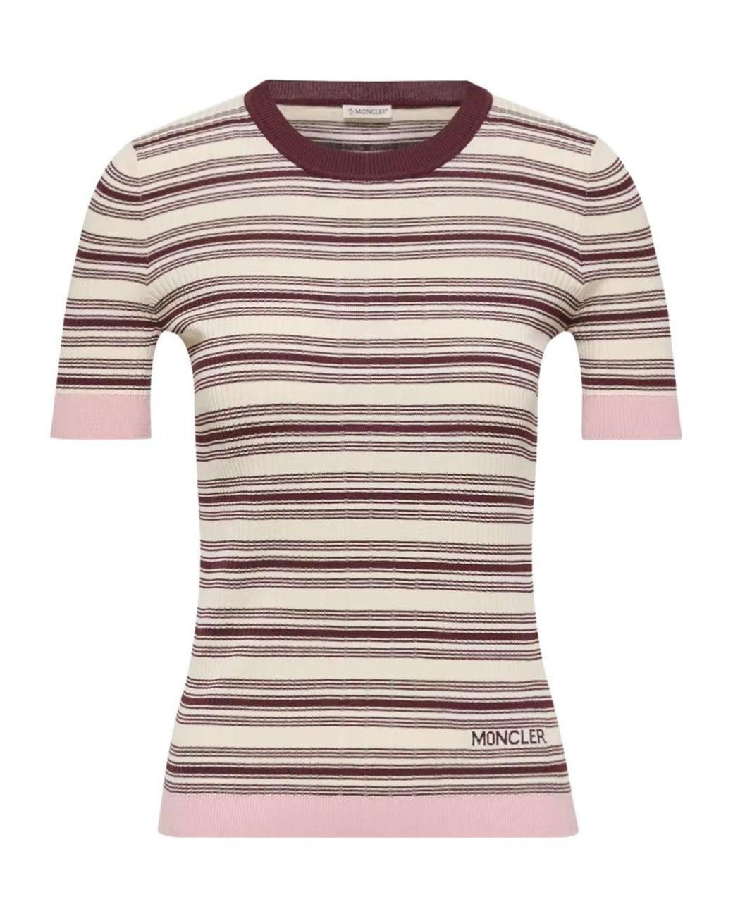 Moncler White Striped Knitted T-Shirt