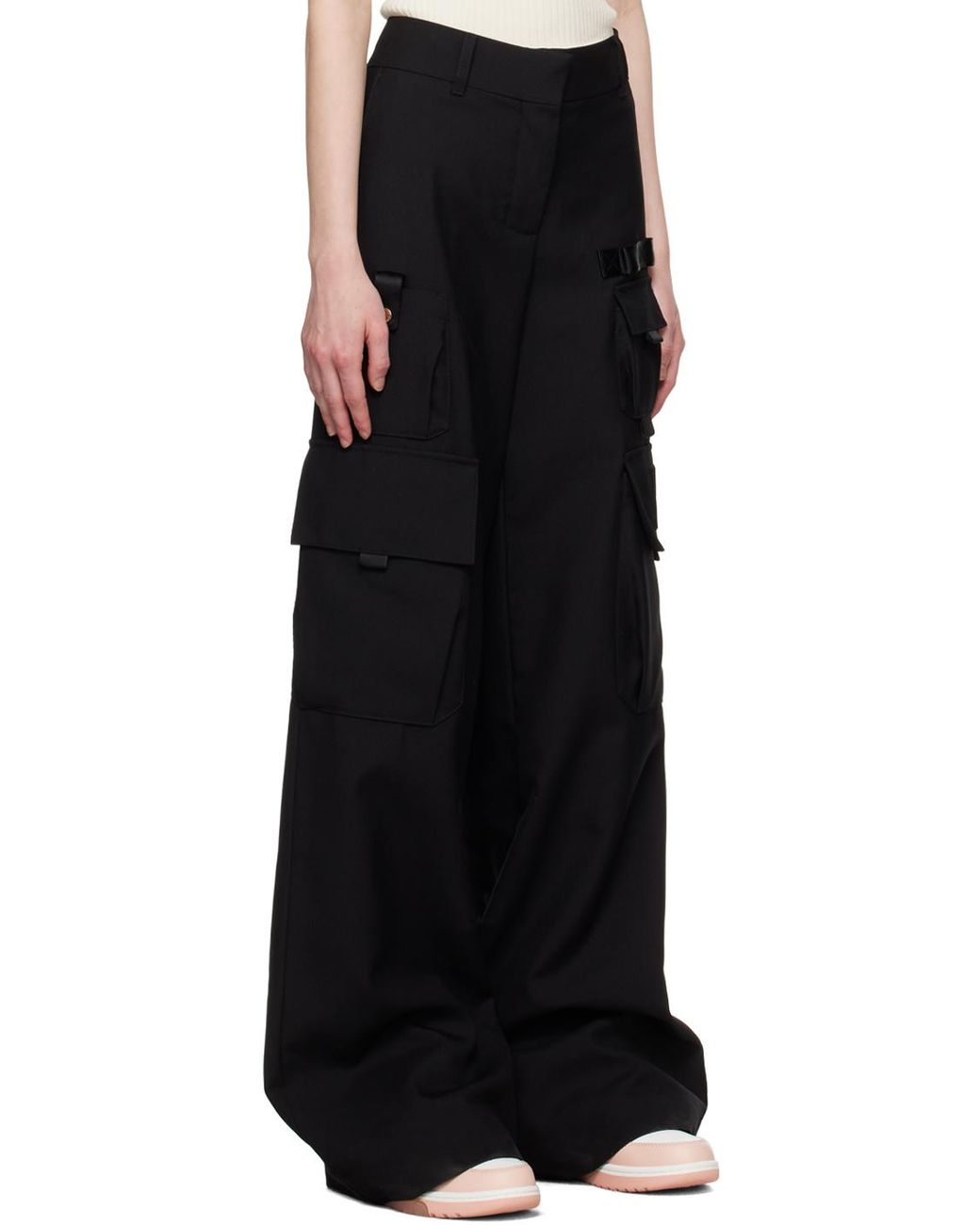 Off-White c/o Virgil Abloh Gray Logo Detailed Wide Leg Trousers