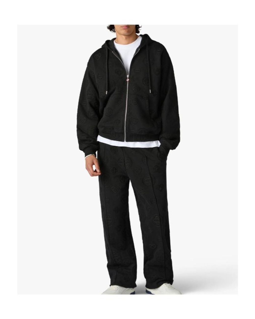 Casablanca Black Monogram Zip-Up Hoodie for men